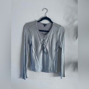 Express Metallic Long Sleeve Top